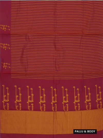 GraceCharm Kovai Cotton Fine Stripe One Side Broad Border Saree