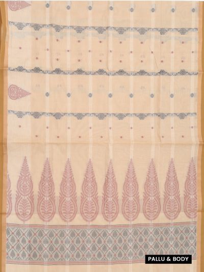 GraceCharm Kovai Cotton Floral Butta Ornamental Leaf Pallu Saree