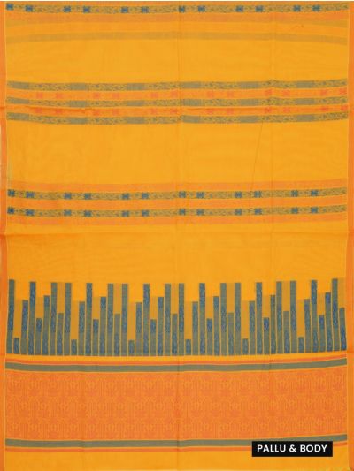 GraceCharm Kovai Cotton Floral Stripe Geometric Bar Pallu Saree
