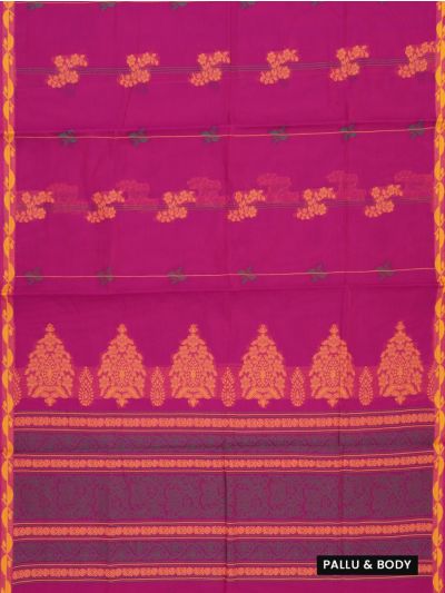 GraceCharm Kovai Cotton Floral Vine Butta Ornamental Pallu Saree