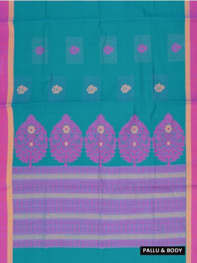 GraceCharm Kovai Cotton Butta with Geometric Floral Pallu Saree