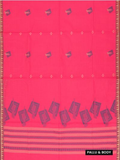 GraceCharm Kovai Cotton Geometric Butta with Border Saree