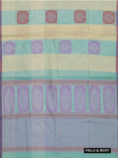 GraceCharm Kovai Cotton Square Butta Geometric Pattern Pallu Saree