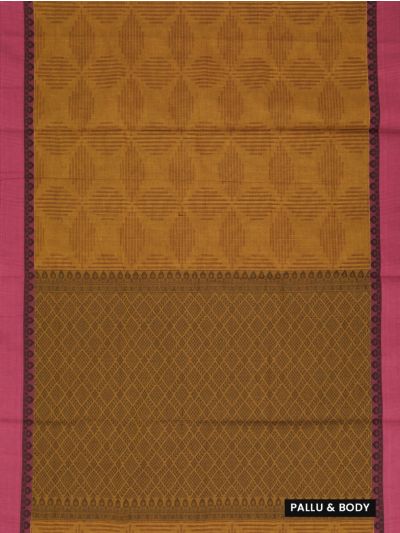 GraceCharm Kovai Cotton Linear Geometric Butta Diamond Jaal Pallu Saree