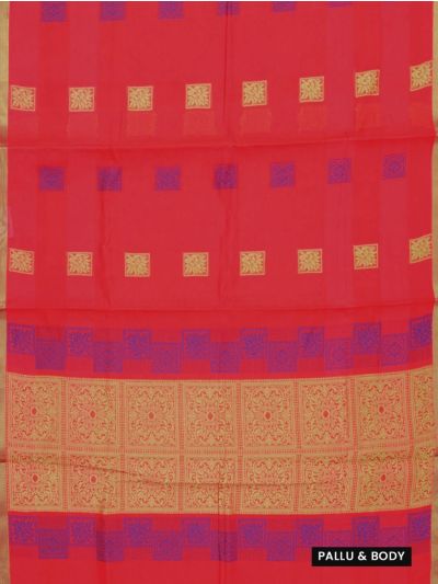 GraceCharm Kovai Cotton Floral Square Butta with Floral Panel Pallu Saree