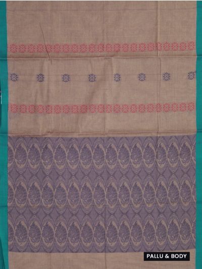 GraceCharm Kovai Cotton Floral Butta Stripe with Oval Medallion Pallu Saree