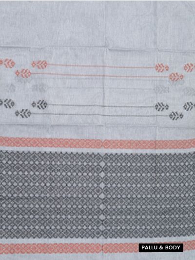 GraceCharm Kovai Cotton Geometric Butta Stripe Borderless Saree