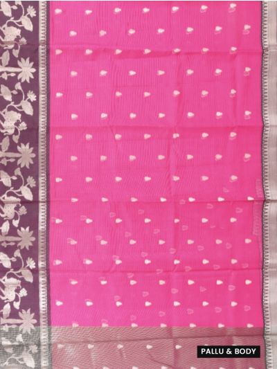 GraceCharm Manipuri Cotton Teardrop Butta Contrast Border Saree