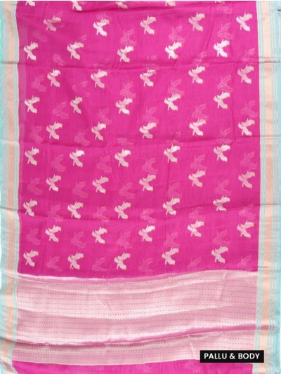 GraceCharm Manipuri Cotton Bird Butta with Geometric Pallu Saree