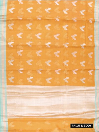 GraceCharm Manipuri Cotton Bird Butta with Geometric Pallu Saree