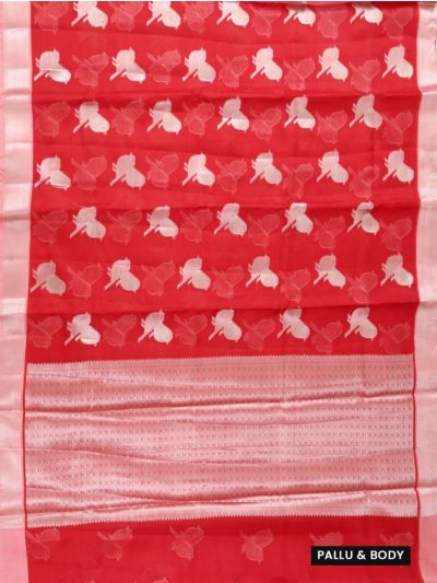 GraceCharm Manipuri Cotton Bird Butta with Geometric Pallu Saree