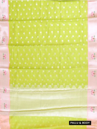 GraceCharm Manipuri Cotton Floral Butta with Contrast Border Saree