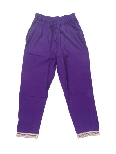 Graceful Essence Girls Royal Purple Embroidered Butta Kurta Pant Dupatta Set