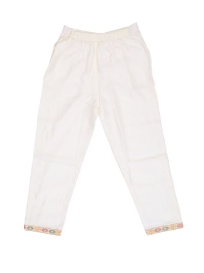 Graceful Essence Girls Multicolour Embroidered Butta Flared Kurta Pant Dupatta Set