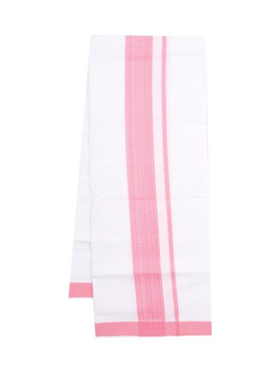 KKV Men’s Light Pink Half Sleeve Cotton Shirt with Pink Border Dhoti Set