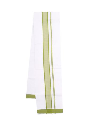 KKV Men’s Sage Green Half Sleeve Cotton Shirt with Striped Border Dhoti Set