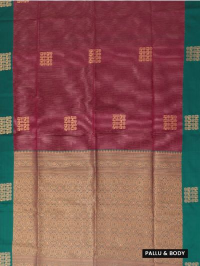 Gracecharm Art Soft Silk Wine Maroon Zari Butta Brocade Pallu Saree