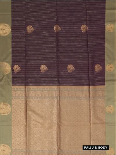 Gracecharm Art Soft Silk Deep Wine Zari Butta Contrast Border Saree