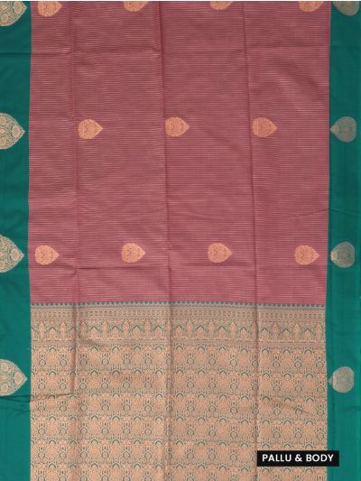 Gracecharm Art Soft Silk Dusty Rose Ornamental Butta Contrast Border Saree