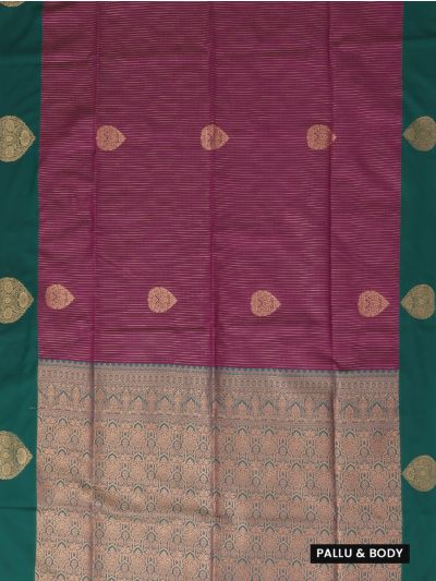 Gracecharm Art Soft Silk Wine Ornamental Zari Butta Contrast Border Saree