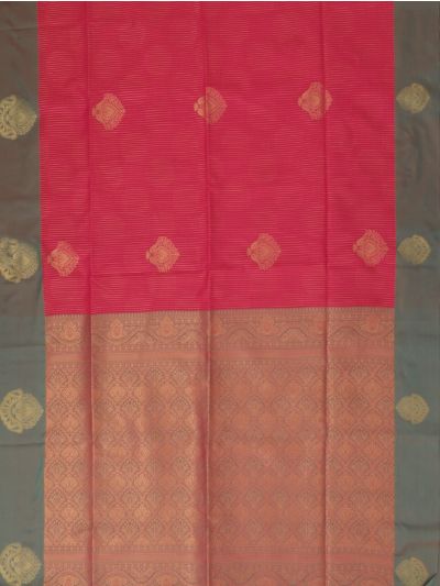 Gracecharm Art Soft Silk Rani Pink Zari Butta Contrast Border Saree