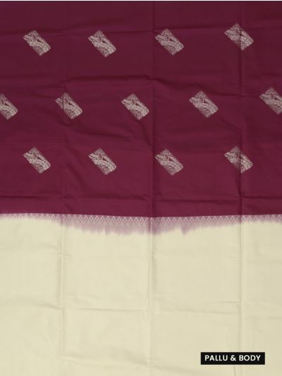 Gracecharm Art Soft Silk Wine Butta with Contrast Pallu Saree