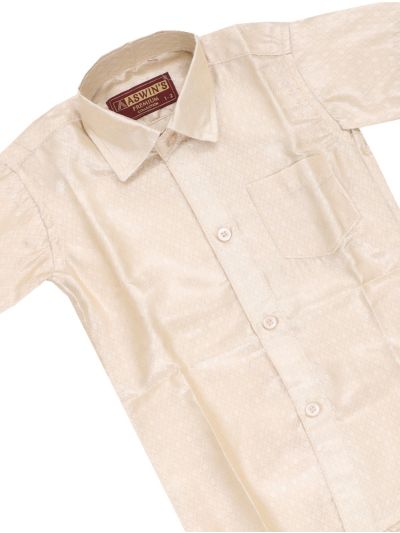 Gracecharm Boys Art Silk Half Sleeve Self Design Shirt Dhoti Set