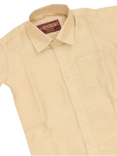 Gracecharm Boys Art Silk Half Sleeve Self Woven Shirt Dhoti Set