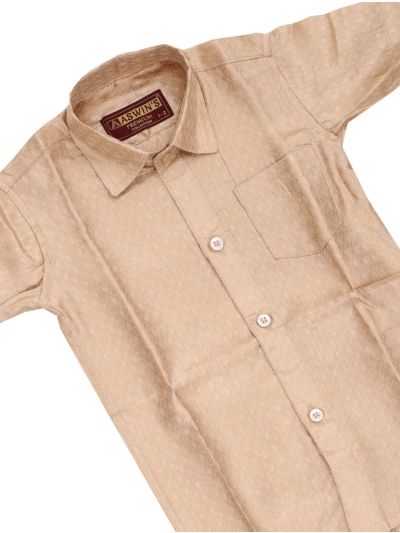 Gracecharm Boys Art Silk Half Sleeve Floral Butta Jacquard Shirt Dhoti Set