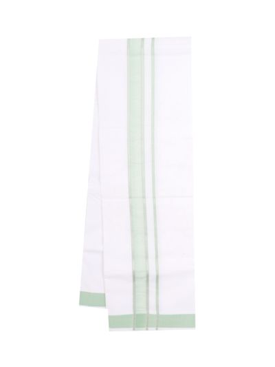 KKV Men’s Sage Green Solid Shirt with White Green Border Dhoti Set