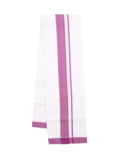 KKV Men’s Deep Magenta Solid Shirt with White Magenta Jacquard Border Dhoti Set