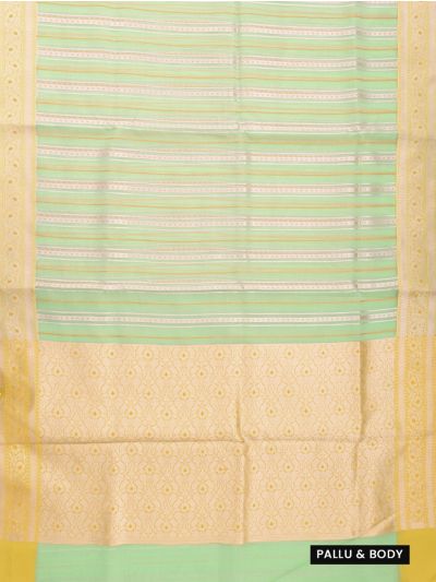 Banarasi Katan Silk Striped Floral Buta Jaal Pallu Saree