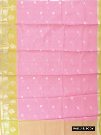 GraceCharm Manipuri Cotton Annapakshi Buta with Palm Tree Border Saree