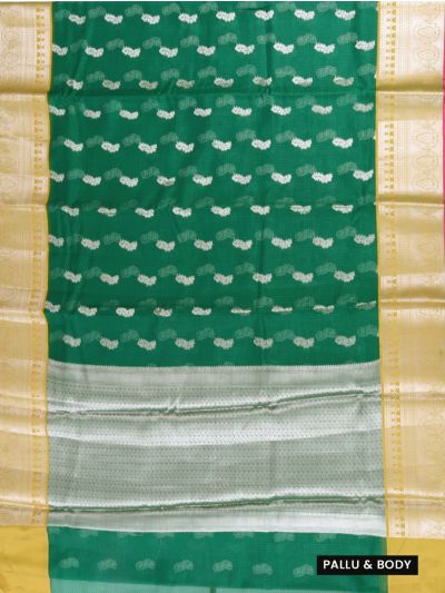 GraceCharm Manipuri Cotton Floral Buta with Ornamental Medallion Border Saree