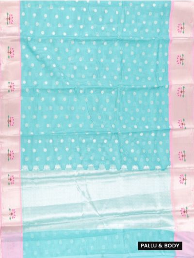 GraceCharm Manipuri Cotton Floral Buta with Lotus Motif Border Saree