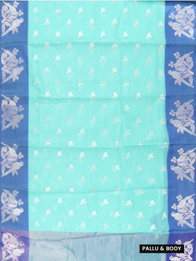 GraceCharm Manipuri Cotton Flying Bird Buta with Parrot Pair Floral Border Saree