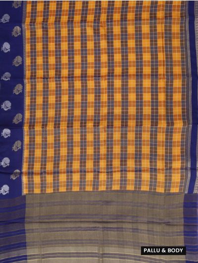 GraceCharm Fancy Viscose Tissue Checked Pattern with Contrast Border Saree
