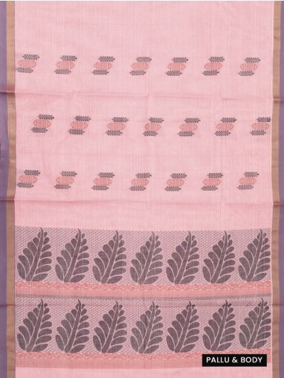 GraceCharm Kovai Cotton Geometric Leaf Buta with Leaf Motif Pallu Saree