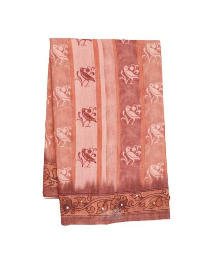 GraceCharm Semi Jute Floral Buta with Peacock Motif Pallu Saree
