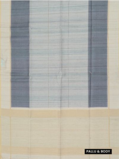 GraceCharm Semi Jute Textured Stripe Body Contrast Pallu Border Saree