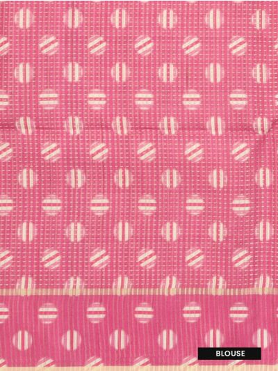 GraceCharm Semi Jute Striped Body Contrast Pallu Border Saree