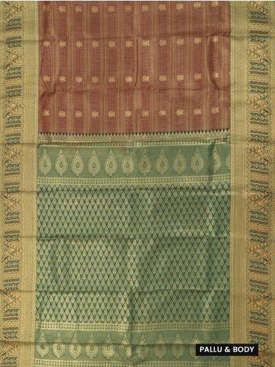 Gracecharm Art Silk Checked Butta with Contrast Pallu Saree
