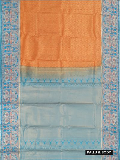 GraceCharm Art Silk Floral Jaal with Contrast Pallu Elephant Border Saree