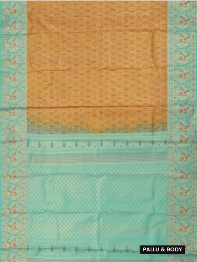 GraceCharm Art Silk Floral Jaal with Contrast Bird Border Saree
