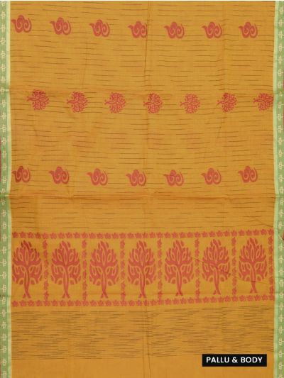 GraceCharm Kovai Cotton Striped Tree Butta with Tree Motif Pallu Saree