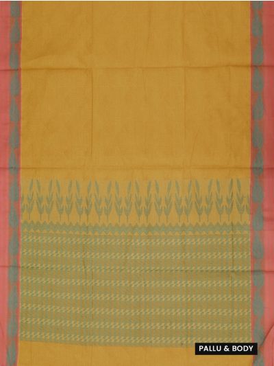 GraceCharm Kovai Cotton Self Textured Body with Leaf Pattern Pallu Saree