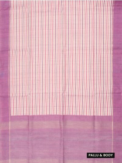 GraceCharm Semi Jute Fine Striped with Textured Pallu Saree