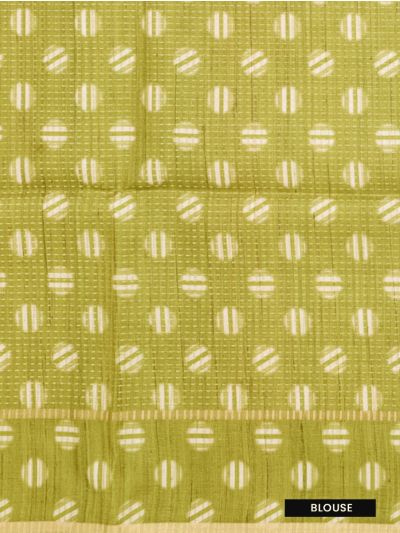 GraceCharm Semi Jute Fine Striped Body with Dotted Line Pallu Saree