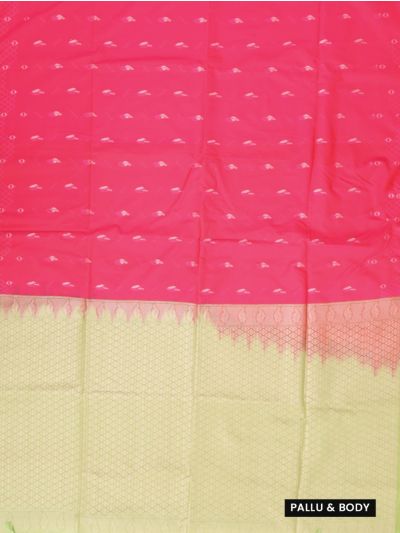 Gracecharm Dark Hot Pink Art Soft Silk Floral Butta Saree