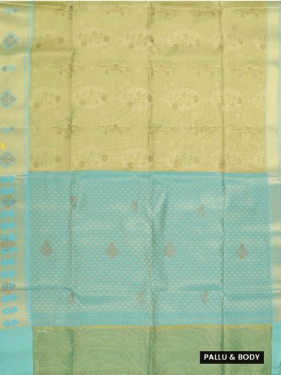 Gracecharm Fancy Semi Tissue Floral Wreath Butta Zari Pallu Saree
